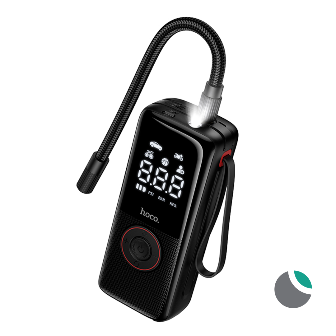 Inflador De Neumaticos Portatil Hoco Zp18 Con Luz Negro