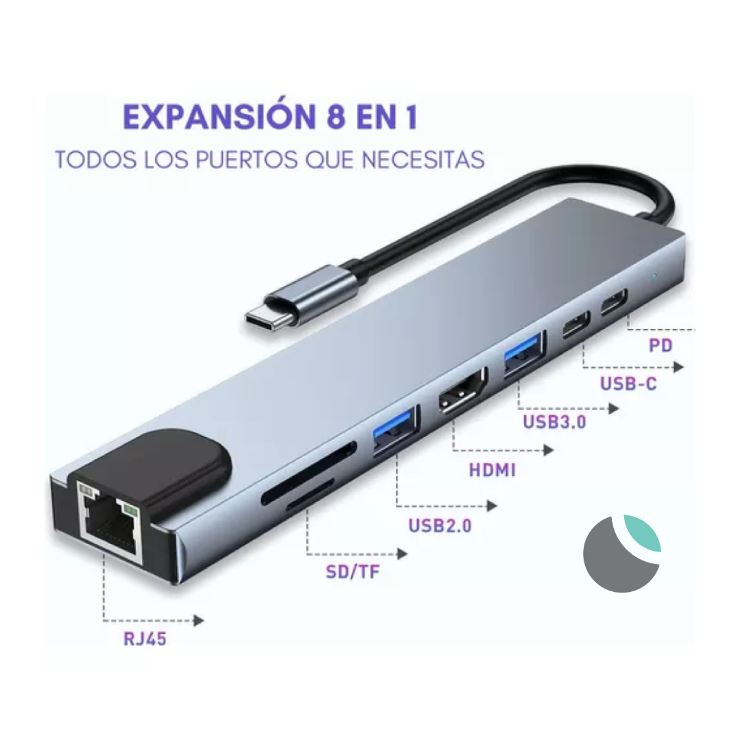 Hub Adaptador USB-C 8 en 1