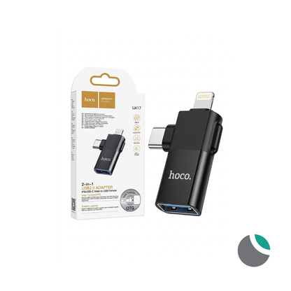 Adaptador Hoco UA17 Lightning y Tipo-C macho a USB